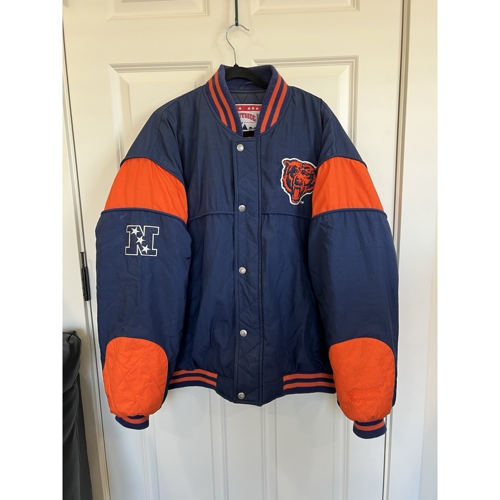 Vintage Nutmeg Chicago Bears Coat Nylon Bomber Style Jacket Mens XL  90s NFL